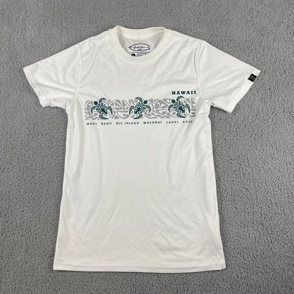 Island Crew Hawaii Men's Small White Green Short Sleeve 100% Polyester Shirt - Picture 1 of 10
